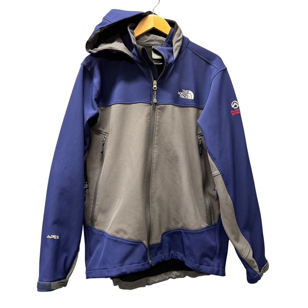 The North Face Jacket APEX Summit Series Hooded Full Zip Blue Gray Mens Large